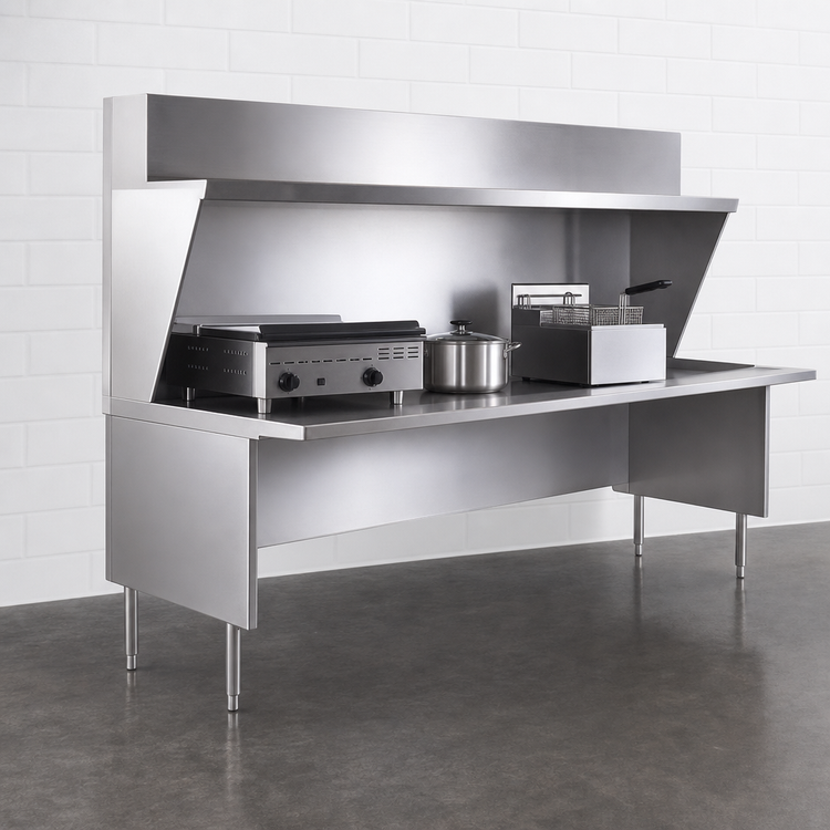 Product image #3 for La Rosa Refrigeration 114-Inch x 30-Inch Open Front Stainless Steel Modular Equipment Enclosure with 10-Inch Legs