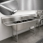 Thumbnail image #3 for Eagle Group BlendPort® BPS-1854-3-24-FC 3-Compartment Floor Model Stainless Steel Sink, 18 x 18-Inch Bowls, Dual 24-Inch Drainboards