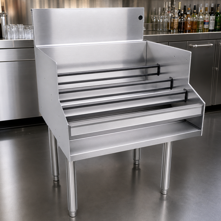 Product image #3 for Glastender Free Standing Underbar Liquor Steps, 24-Inch Wide Stainless Steel, 4-Step