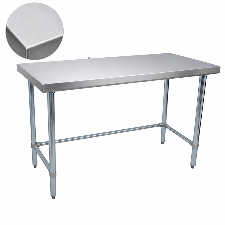 Product image #3 for BK Resources 72"W x 18"D Open Base Flat Top Stainless Steel Work Table