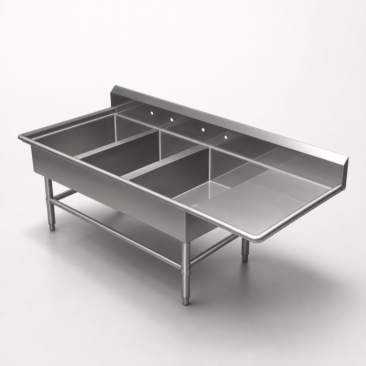 Product image #3 for John Boos Pro-Bowl 3-Compartment Stainless Steel Bakery Sink with Right-Hand Drainboard