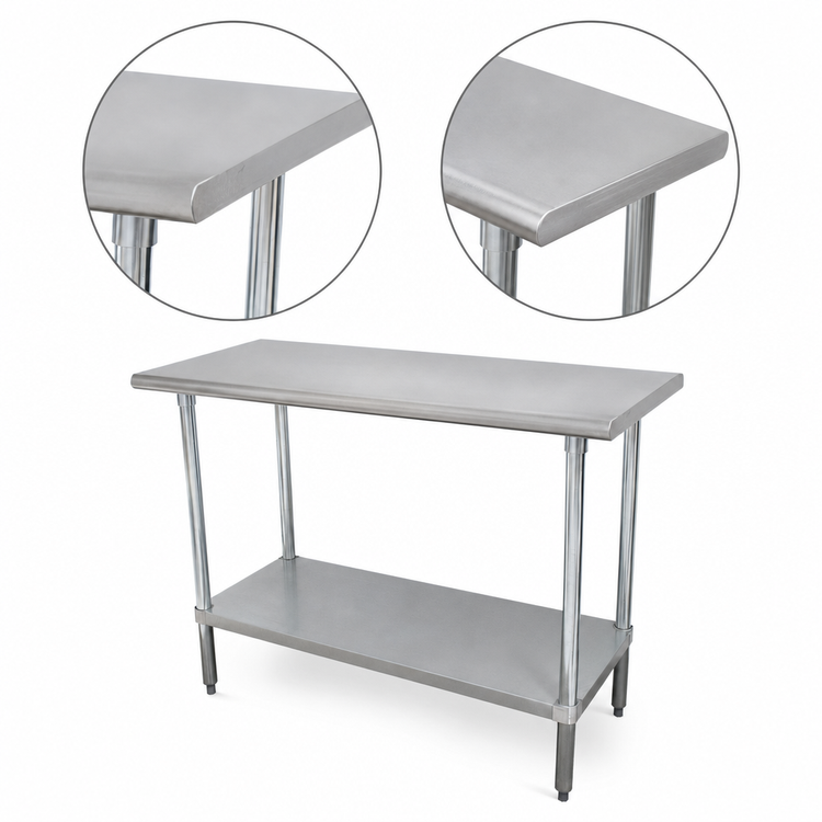Product image #3 for Advance Tabco Special Value Series 72 Inch x 18 Inch Flat Top Stainless Steel Economy Work Table with Adjustable Undershelf