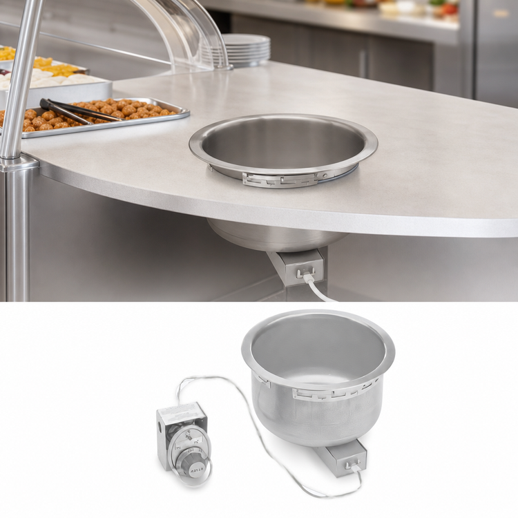 Product image #3 for Wells SS-10D Electric Top-Mount Round Drop-In Food Warmer, 11 Quart, Non-Insulated, With Drain