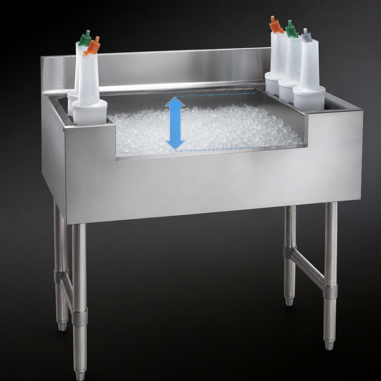 Product image #3 for Advance Tabco Special Value Series 12-Inch Deep Stainless Steel Cocktail Unit with Bottle Racks