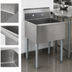 Thumbnail image #3 for Eagle Group Square-Corner One-Compartment Utility Sink, 18 x 18 in. Bowl, 16-Gauge 304 Stainless Steel, No Drainboards, Galvanized Legs