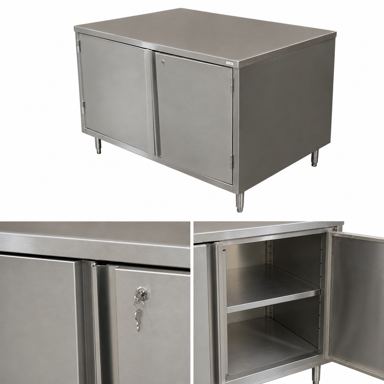 Product image #3 for 30 x 30 Inch Stainless Steel Chef Table Cabinet Base with Hinged Doors and Lock