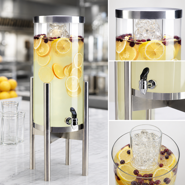 Product image #3 for Cal-Mil Round Stainless Steel Beverage Dispenser with Ice Chamber, 3 Gallon
