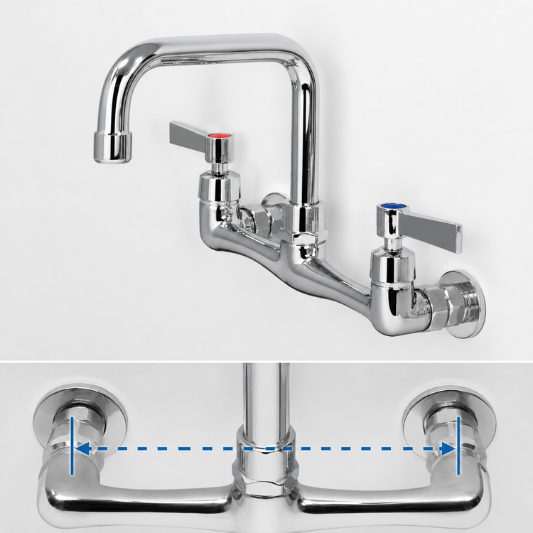 Product image #3 for Advance Tabco K-160 Splash-Mounted Faucet with 6-Inch Extended D Spout, 8-Inch Centers, Lead Free