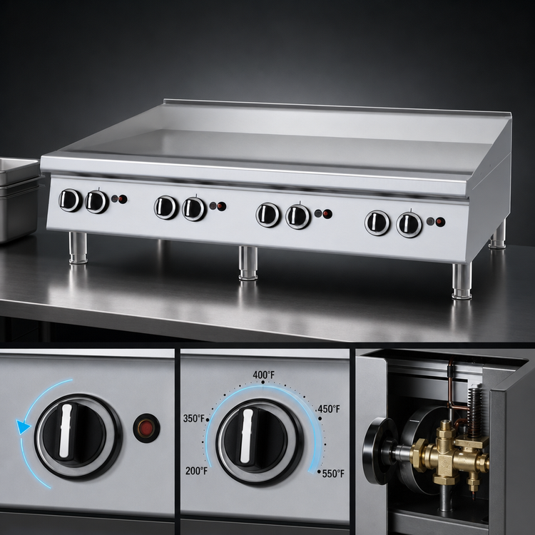 Product image #3 for Garland Signature Heavy-Duty Countertop Gas Griddle, 47-1/4" W x 23" D Smooth Steel Plate, Thermostatic Control