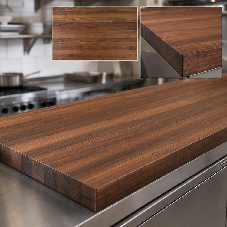 Product image #3 for John Boos Boos Block American Black Walnut Edge Grain Kitchen Countertop with Penetrating Oil Finish, 144 x 48 x 3 Inches