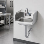 Thumbnail image #3 for Krowne HS-5 Stainless Steel Wall-Mounted Hand Sink, 14 x 10 x 5-Inch Bowl, Faucet and Side Splashes