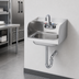 Thumbnail image #3 for Krowne Stainless Steel Wall-Mount Hand Wash Sink with 14 x 10 x 5 Inch Bowl, Faucet, Side Splashes and P-Trap