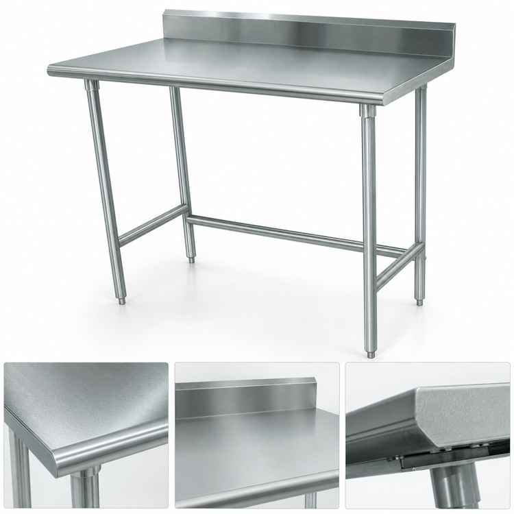 Product image #3 for Advance Tabco Special Value Series 48" x 30" Stainless Steel Work Table with 5" Backsplash