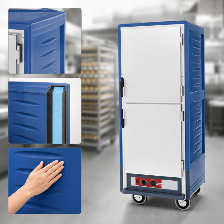 Product image #3 for Metro C5 3 Series Full-Height Insulated Heated Holding & Proofing Cabinet, Blue, Dutch Solid Doors, Fixed Wire Slides