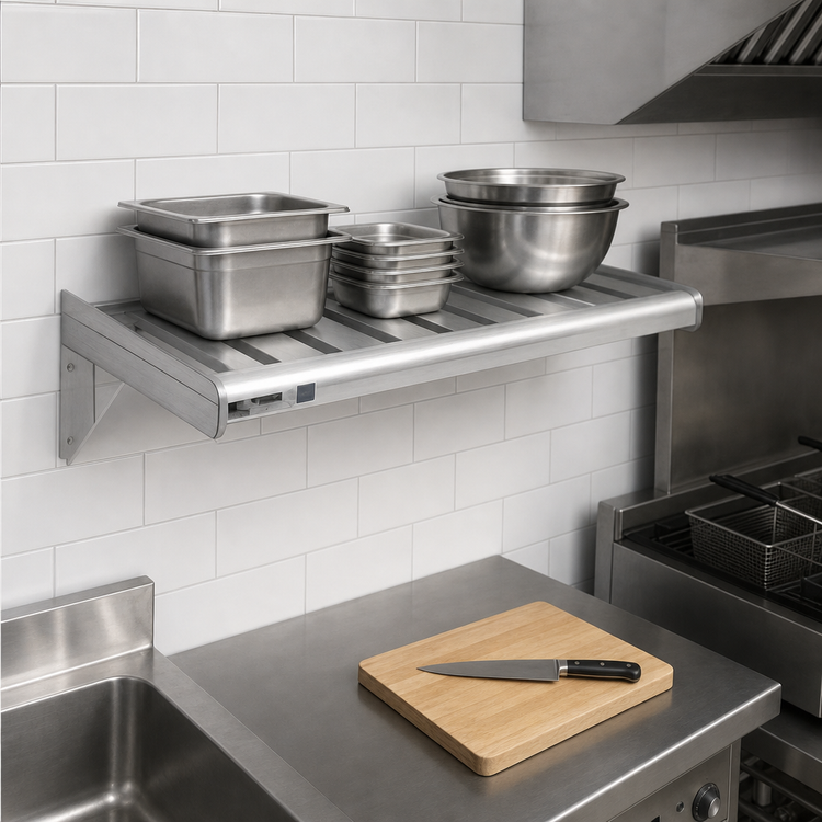 Product image #3 for New Age T-Bar Series Cantilever Wall-Mounted Shelf, 42 x 24 Inch, 900 lb Capacity, Aluminum