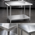 Thumbnail image #3 for Steel Works Stainless 30 x 48 x 34 Inch 18-Gauge Stainless Steel Work Table with 2-Inch Rear Upturn and Undershelf