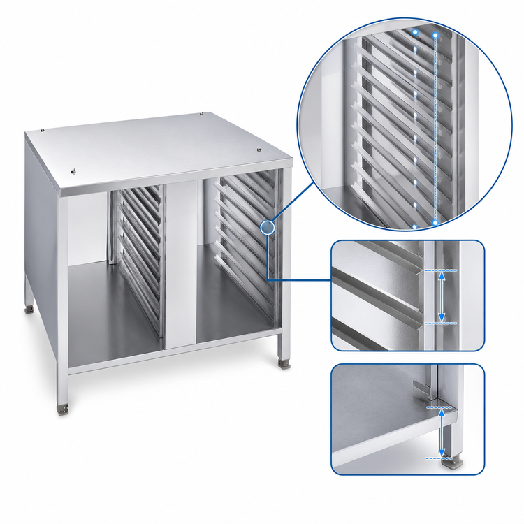 Product image #3 for RATIONAL US III Stationary Stainless Steel Oven Stand with 14 Rails for SCC 61/CMP 101 Series