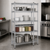 Thumbnail image #3 for Steel Works Stainless Heavy-Duty 4-Tier Chrome Wire Shelving Unit, 30 x 18 x 74 Inches, 800 lb Capacity