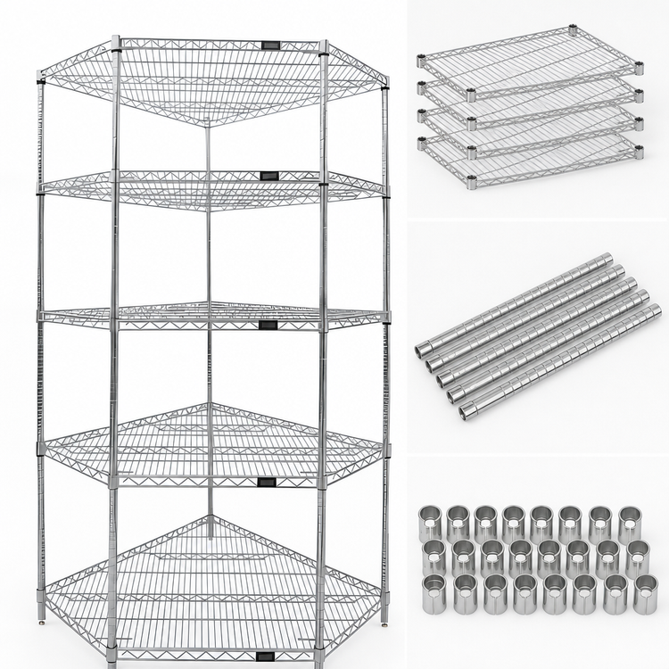 Product image #3 for Quantum 5-Shelf Wire Shelving Starter Kit, 36 x 18 Inches, Chrome Plated