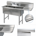 Thumbnail image #3 for BK Resources Two-Compartment Stainless Steel Sink with Right-Hand Drainboard, 18 x 18 x 14 Bowls