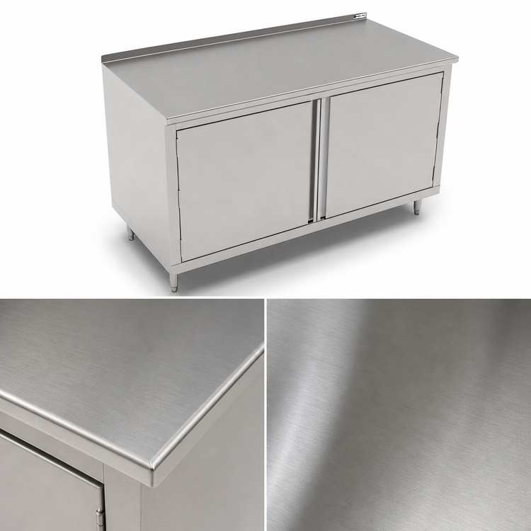 Product image #3 for John Boos Enclosed Work Table with Cabinet Base and Hinged Doors, 60 x 30 Inches, 16-Gauge Stainless Steel Top