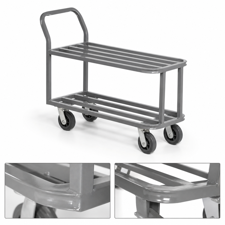 Product image #3 for Heavy-Duty Galvanized Steel Stocking Truck with Tubular Deck, 18 x 44 x 36 Inches