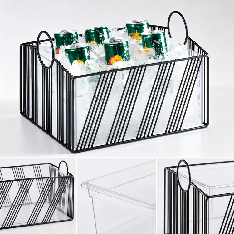 Product image #3 for Portland Rectangular Metal Ice Housing with Polycarbonate Pan, Black