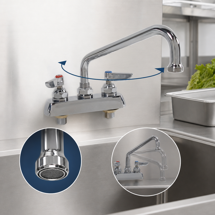 Product image #3 for T&S Brass B-1113-M 4-Inch Center Deck-Mount Workboard Faucet with 12-Inch Swing Nozzle