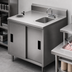 Thumbnail image #3 for BK Resources 36-Inch x 30-Inch Stainless Steel Ice Cream Cabinet Work Table with Sink, Dipper Well, Sliding Doors, and 5-Inch Riser