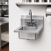 Thumbnail image #4 for Omcan USA Wall-Mounted Hand Sink with 10 x 14 x 5-Inch Bowl, 4-Inch Low Lead Gooseneck Faucet, 304 Stainless Steel