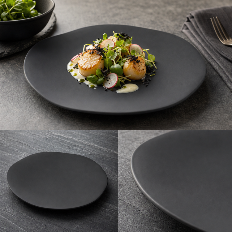 Product image #3 for Ridge 9-Inch Freeform Rimless Melamine Plate, Slate