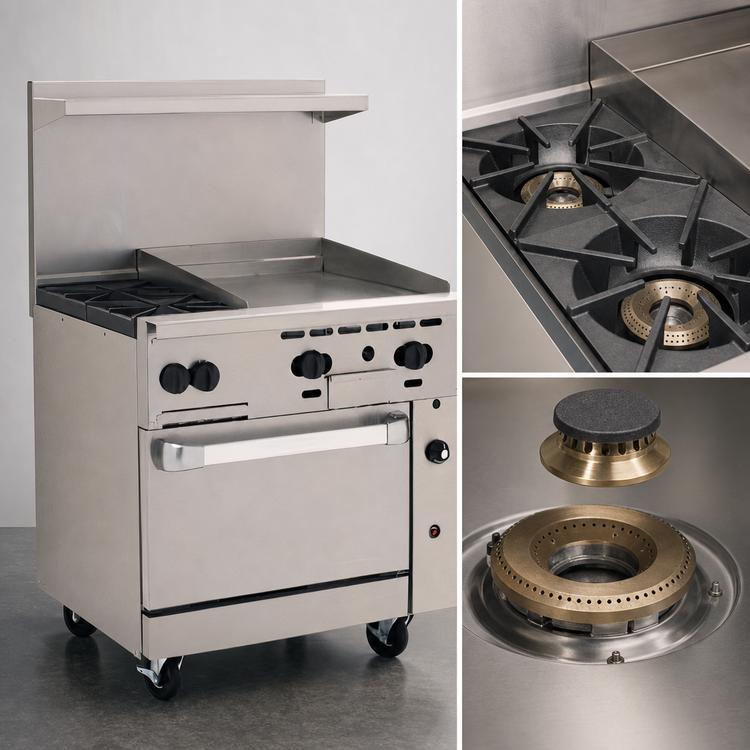 Product image #3 for Wolf Challenger XL 36-Inch Gas Restaurant Range with 2 Open Burners, 24-Inch Thermostatic Griddle, and Standard Oven