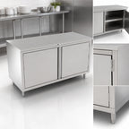 Thumbnail image #3 for John Boos 4CH4-3060 60"W x 30"D Enclosed Stainless Steel Work Table with Hinged Doors, Flat 14-Gauge 300-Series Top