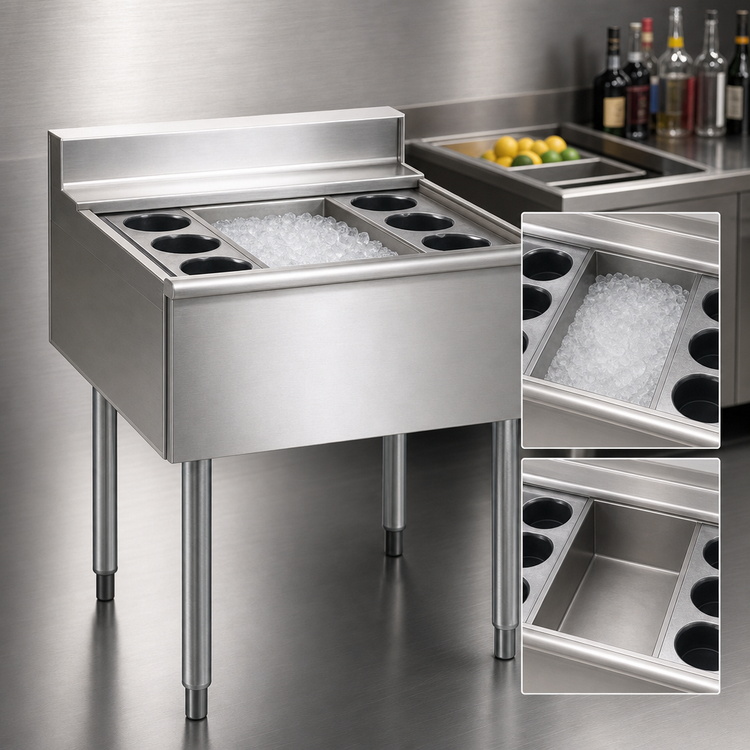 Product image #3 for Eagle Group 1800 Series Underbar Cocktail Unit with 16-Inch Deep Insulated Ice Bin, 24 x 20 Inches