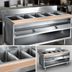 Thumbnail image #3 for La Rosa Refrigeration 86-Inch Electric Hot Food Table with 6-Well Water Bath and Open Cabinet Base