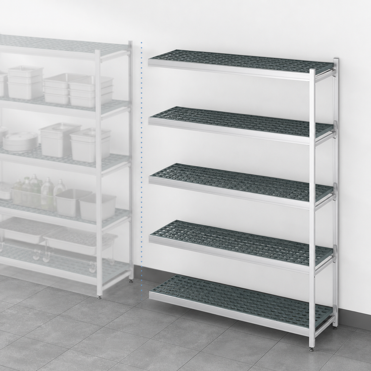 Product image #3 for Fermostock 5-Tier Perforated Polymer Shelving Unit Expansion Kit, 64W x 22D x 83H