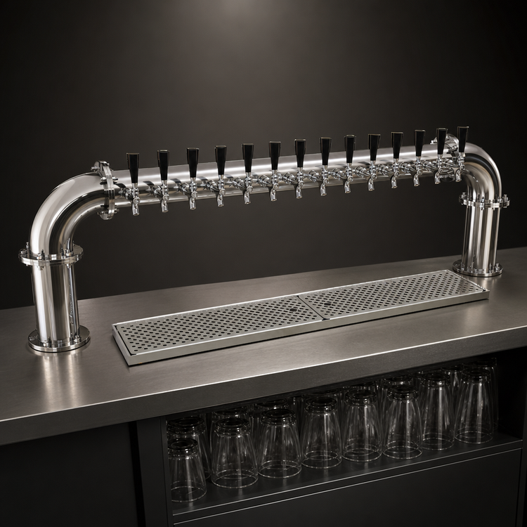 Product image #3 for Glastender Pipe Pass-Thru Countertop Draft Dispensing Tower with 14 Faucets, Glycol-Cooled