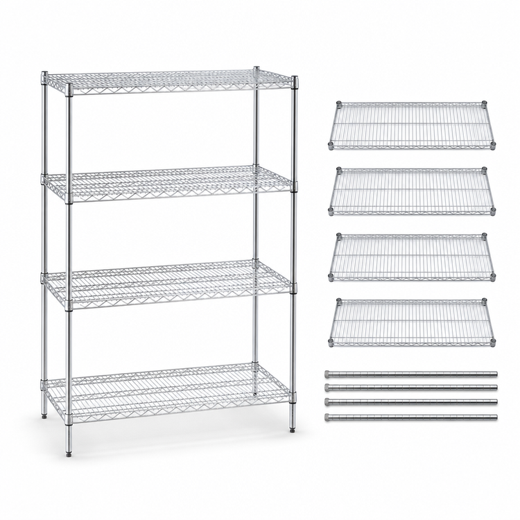 Product image #3 for Metro Super Erecta Starter Wire Shelving Unit — 60 Inches W x 24 Inches D x 63 Inches H, 4 Shelves (Brite Zinc Finish)
