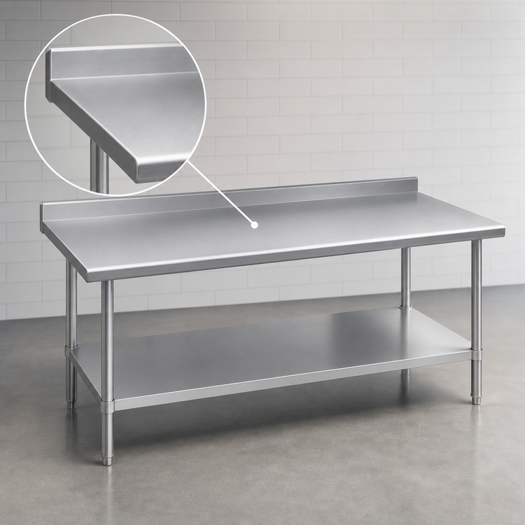 Product image #3 for Duke Supreme 48-Inch x 36-Inch Stainless Steel Work Table with 1-1/8-Inch Straight Riser and Undershelf