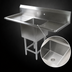 Thumbnail image #3 for John Boos Pro-Bowl 1-Compartment Commercial Stainless Steel Sink with Dual Drainboards, 93-1/4 Inch Long