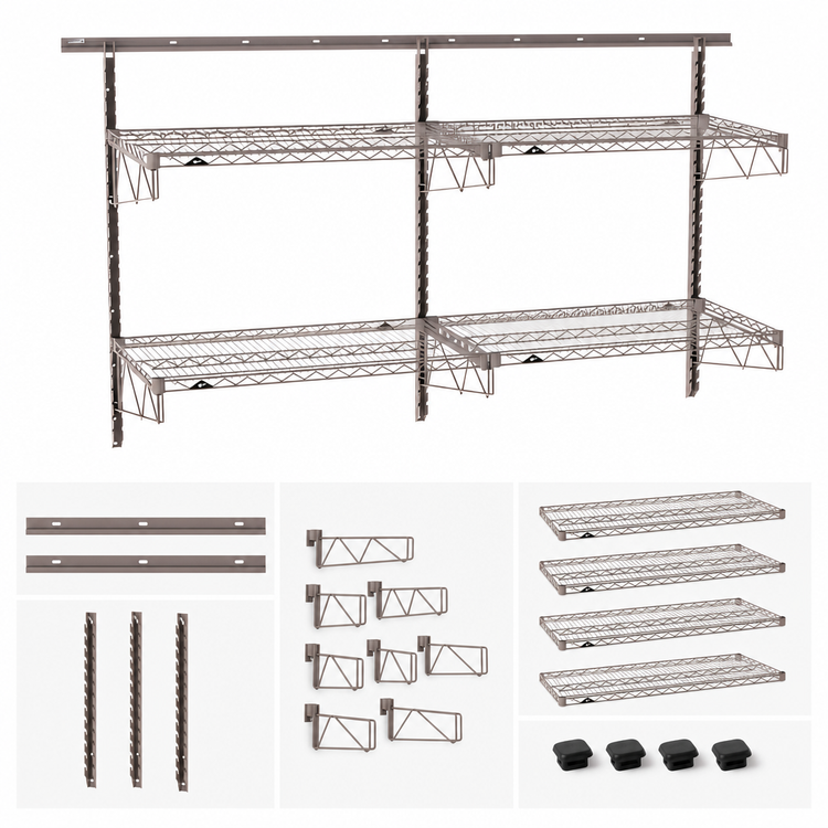 Product image #3 for Metro SmartWall Double-Wide Two-Tier Wall-Mounted Starter Shelving Kit with 4 Wire Shelves