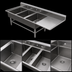 Thumbnail image #3 for John Boos Pro-Bowl 3-Compartment Stainless Steel Sink with Right-Hand Drainboard and Leg Base, 84-3/16