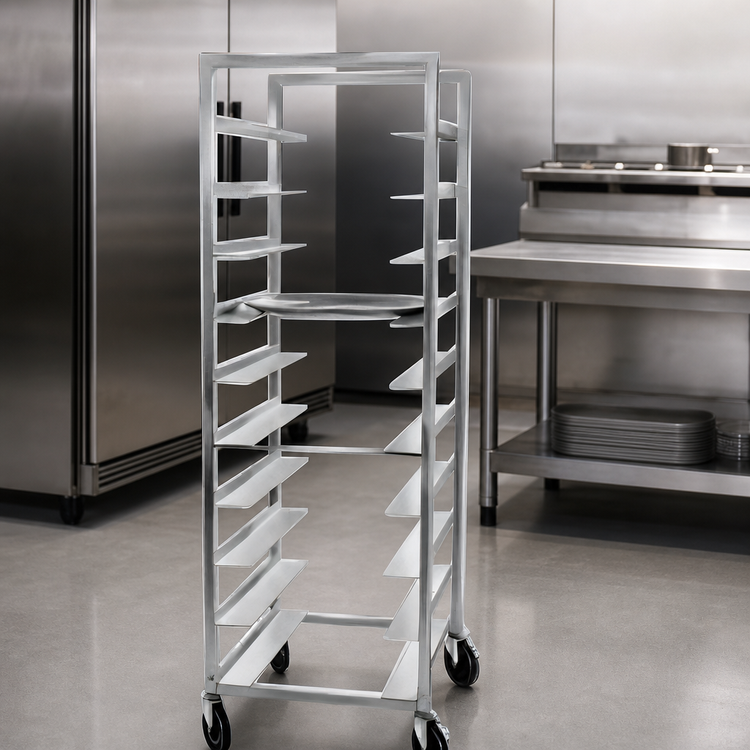 Product image #4 for Mobile Aluminum Single-Section Oval Tray Rack, 10-Tray Capacity