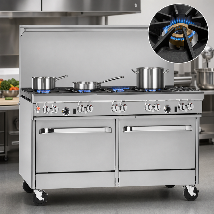 Product image #3 for Southbend Ultimate 60-Inch Gas Restaurant Range with 4 Open Burners, 36-Inch Charbroiler and 2 Cabinets