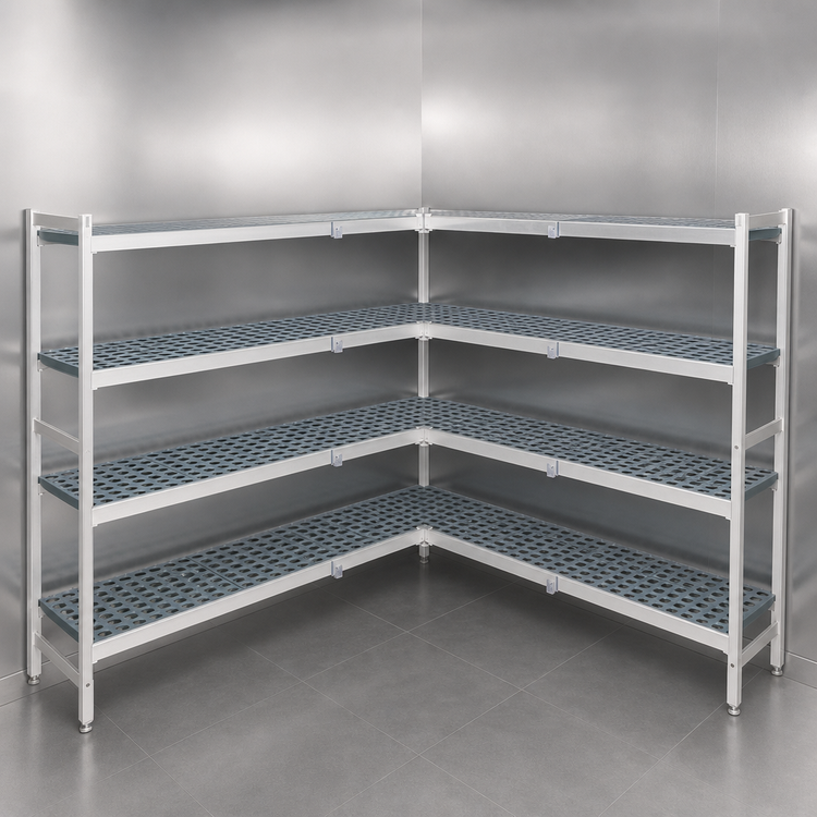 Product image #3 for Fermostock 4-Tier Corner Expansion Shelving Unit Kit with Removable Polymer Inserts, 26W x 22D x 66H