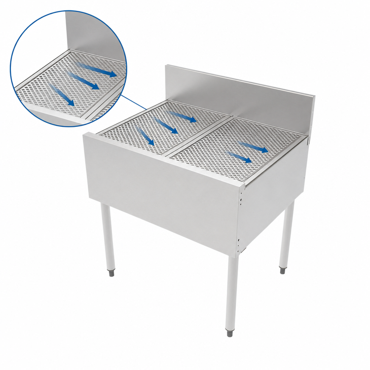 Product image #4 for Top Shelf TSF Series 30 Inch x 24 Inch Freestanding Underbar Drainboard with Backsplash