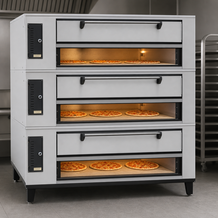 Product image #3 for Marsal SD-448 Triple Gas Pizza Deck Oven, 3-Deck, 36 x 48 Inch Brick Baking Chambers