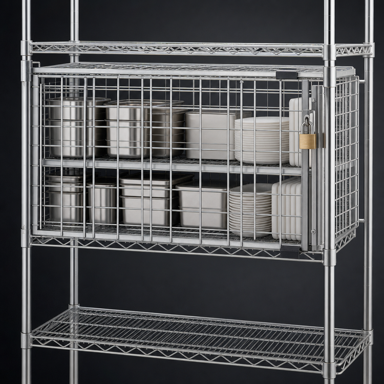 Product image #3 for EAGLEbrite Zinc 48"W x 24"D Security Enclosure Kit with Flip-Up Door for Wire Shelving