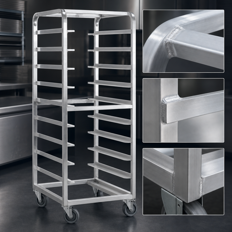Product image #3 for FWE Mobile Aluminum Tray Rack for 12 Full-Size 18 x 26 Trays/Pans