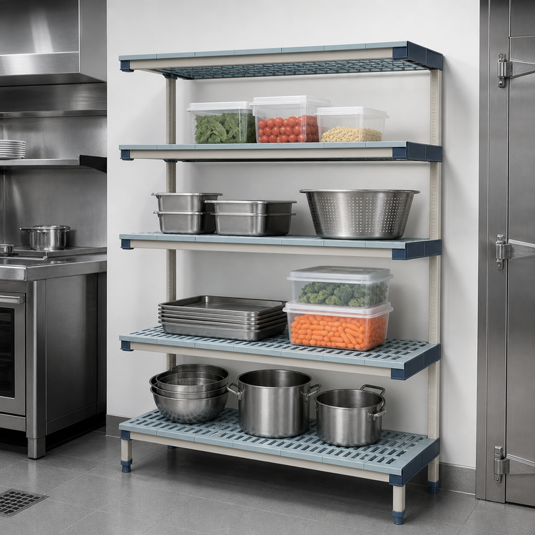 Product image #3 for MetroMax 4 Add-On Polymer Shelving Unit with 4 Open Grid Shelves, 42 x 21 x 74 Inches